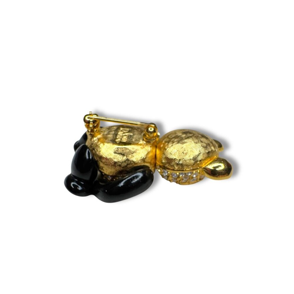 Joan Rivers Pavé Crystal Black Enamel Panda Brooch Articulated - Picture 5 of 8
